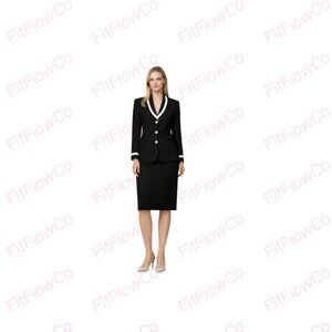 Vintage Black & White Structured Blazer Petite 8 Chanel Style NWT USA